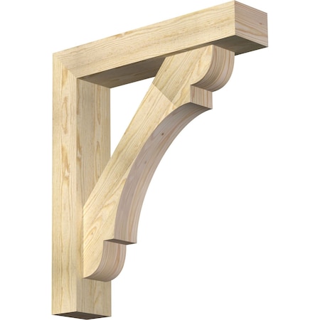 Ekena Millwork Olympic Block Rough Sawn Bracket w/ Offset Brace, Douglas Fir, 6"W x 28"D x 32"H BKT0604X28X32OLY05RDF